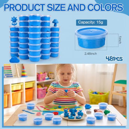 VioraWhite 48 Pcs Air Dry Clay Bulk 1.6lb Modeling Clay Kit,Deep Blue | Soft & Stretchable, Magic Foam for Kids, DIY Molding, Arts & Crafts, Boys Girls Party Favors, Cosplay Sculpting Supplies - color: Deep Blue