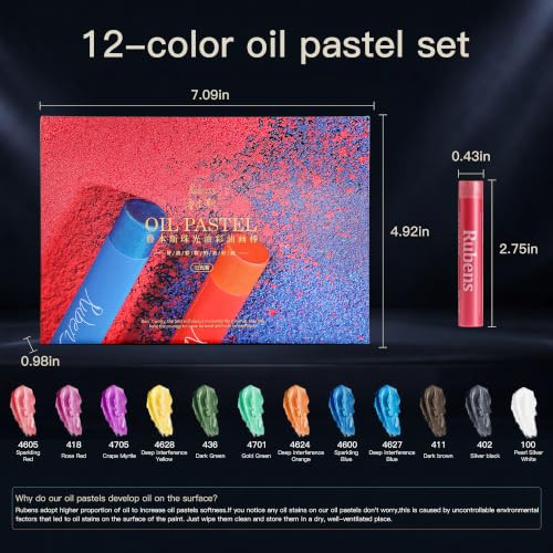 rubens Artist Metallic Oil Pastels of 12 Colors - color: 12 Artist Metallic Colors