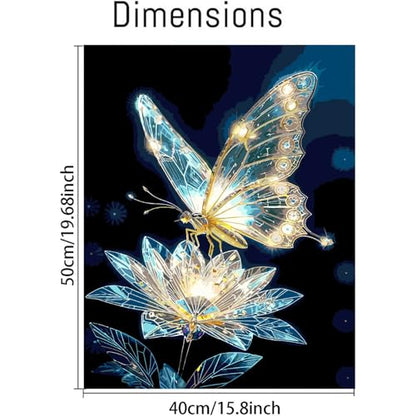 Paint by Numbers Kit for Adults,Crystal Butterfly Paint by Number 16x20 In - color: MT6281