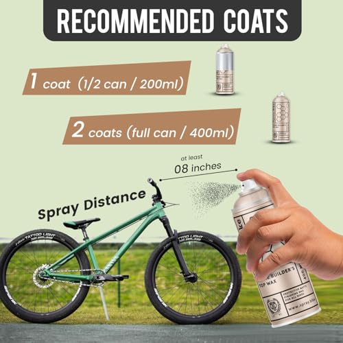 Spray.Bike Frame Builder's Top Wax - Clear | Spray Wax for Bike Protection | Bike Polish for Metal, Carbon, Wood | Bicycle Cleaning Tools | Easy to Use, Water-Repellant, Smooth Finish, 400ml - color: Clear