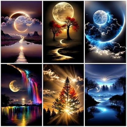 6 Pack Diamond Art Kits for Adults,Landscape 5D Diamond Painting Sets - color: KM463+464+465+466+467+468-1