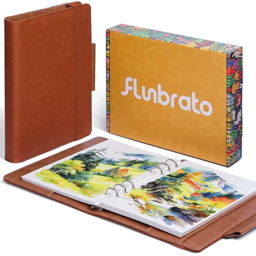 Watercolor Sketchbook A5 (8.3" x 5.8"), 24 Sheets 100% Cotton Cold Press 300GSM 140LB, Refillable Paper with Dual-Sided Consistent Texture, for Watercolor, Gouache, Acrylic & Mixed Media - color: Brown