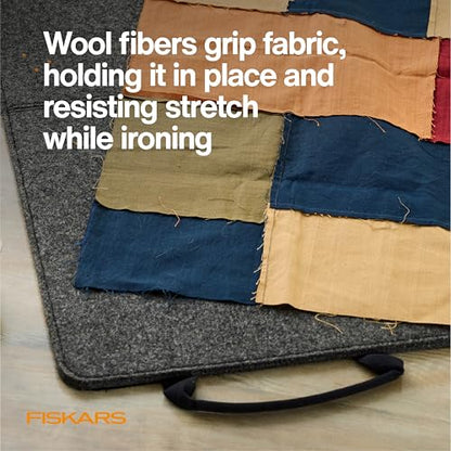 Fiskars 14" x 28" Folding Wool Pressing Mat, Portable Ironing Surface | Wool Material Grips & Holds Fabric in Place, Folds for Compact Storage, Surface Protector for Sewing and Quilting - size: 28"L x 14"W