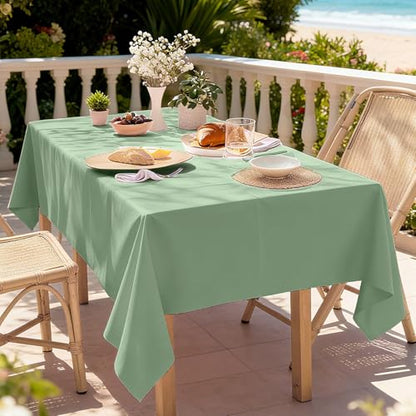Oigco Sage Green Tablecloth - 3 Pack 54" × 108" Rectangle Disposable Sage Green Table Cloth, Waterproof Plastic Table Cover for Party, Wedding, Holiday & Gathering Use - color: Sage Green