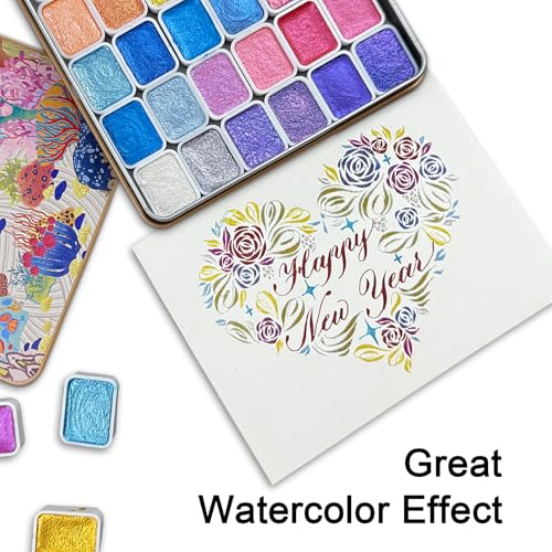 Mini Shifting Watercolor Paint Set, 30 Matellic Color - color: Elysian Habitat Spanning A Hundred Thousand Miles