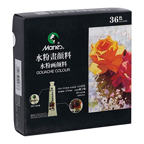 Marie's Artist Gouache Paint Sets - Highly Pigmented Gouache for Painting, Artists, Illustrators & Designers - Set of 36 Assorted Color Tubes (12mL/0.4oz) - size: Set of 36 - 12 ml