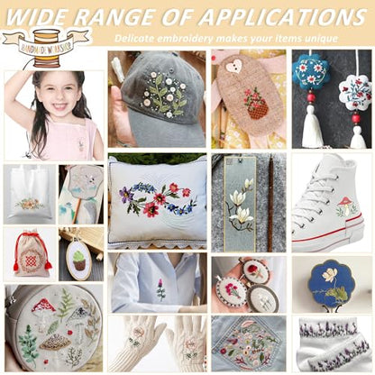 Water Soluble Stabilizer Embroidery Pattern - Birthday Flower Stick & Stitch Embroidery Paper Wash Away, Wildflower Hand Sewing Patterns for Jean Bag T-Shirt (4 Sheets) - style: Flower984