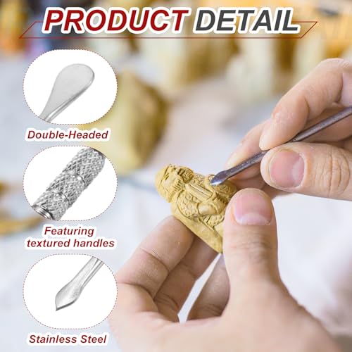 MECCANIXITY 3 Pcs Wax Carving Tools Stainless Steel 4.6 Inch Double-Headed Wax Carving Sculpting Tools for Modeling Sculpting Shaping, Silver Tone - color: Silver Tone
