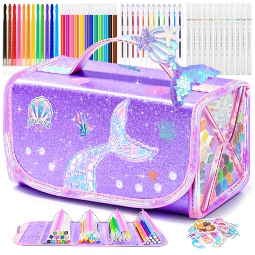 DreamyCandy 70 Pcs Washable Markers Set for Kids 4-8, Mermaid Art Set Gifts - color: Purple Mermaid