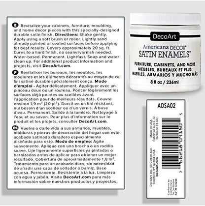 DecoArt Americana Decor Satin Enamels Acrylic Paint, Pure White, ADSA02, 8 fl oz, Jar (3 Pack) - color: Pure White (3 Pack)