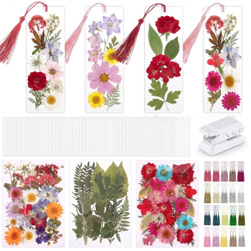 Fuyoooo 376 Pcs Pressed Flower Bookmark Kit,Rainbow Color,2 x 8 Inch - color: Rainbow Color, size: 2 x 8 Inch