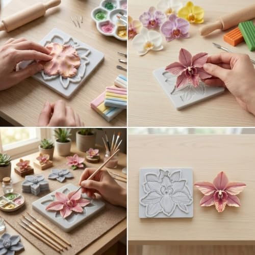 Orchid Flower Polymer Clay Molds Orchid Silicone Mold - color: Style F