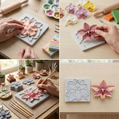 Orchid Flower Polymer Clay Molds Orchid Silicone Mold - color: Style F