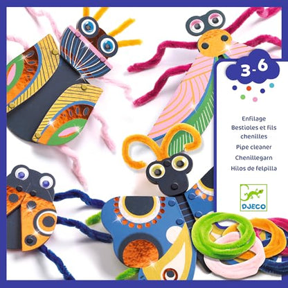 DJECO, Kids' Fuzzy Bug Craft kit, 3D pom poms
