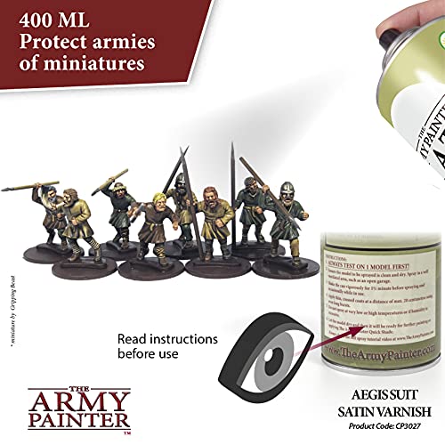 The Army Painter, Colour Primer Aegis-Suit Satin Varnish, 400 ml | Spray Protector Varnish Sealer made for Acrylic Model Painting, Wargames & Warhammer 40K Figures - color: Satin Varnish