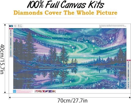 Ekuxom Large Aurora Diamond Art Kits for Adults 27.5 X 15.7 inch | Diamond Painting Kits for Adults-Round Full Drill Diamonds Art Painting Kit for Gifts Home Wall Decor - color: Aurora