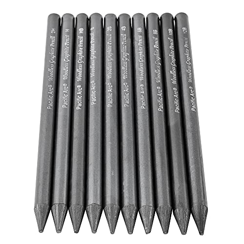 Pacific Arc Woodless Graphite Pencil 6 Pack Set, 2H, for Sketching, Drawing, Coloring and Art - color: 2H