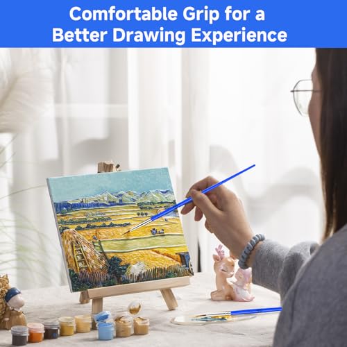 60Pcs Miniature Paint Brushes Set, Fine Detail Liner Brushes (Size 0/00/000), Tiny Paint Brushes Set, Micro Brushes for Acrylic, Watercolor, Scale Models (Red/Blue/Black)
