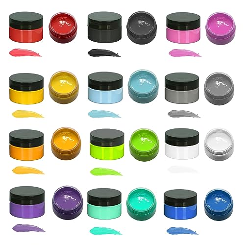 Chalk Paste for Silk Screen Stencils – Permanent Pigment Paste for Fabric, T-Shirts, Wood, Chalkboard, DIY Home Decor (12 Colors) - color: 12 Bottles