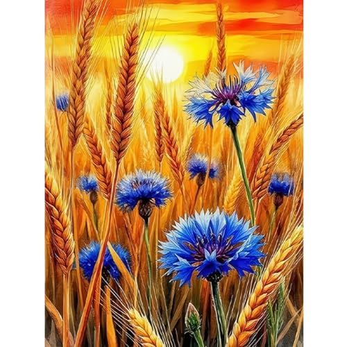 KYOQFVN Wheat Diamond Painting Kits, Autumn Diamond Art Kits for Adults Beginners, DIY Autumn Diamond Dots with Diamond Gem Art and Crafts for Adults Home Wall Decor 12x16inch - color: JX0411-US