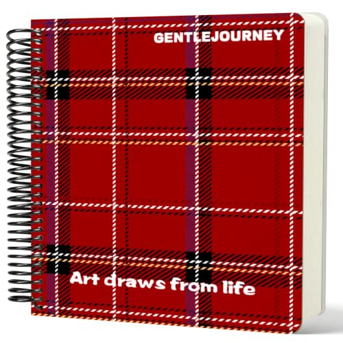 Hardcover Sketchbook,7.2"x8.3"Spiral Bound Drawing Pad,Red Grid | 150gsm(92lb)Acid-Free Thick Paper,Blank Art Journal for Adults,Artists&Beginners,Ideal for Sketching,Doodling and Mixed Media - color: red grid