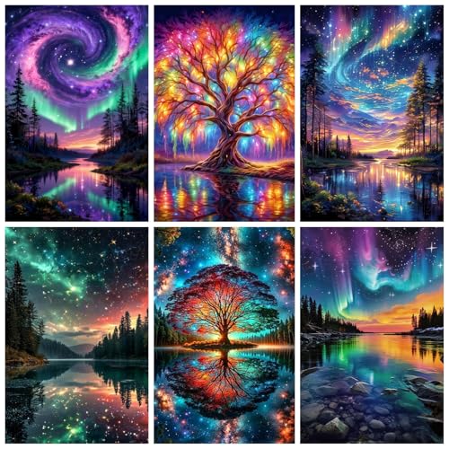 Mosaflare 6 Pack 5D Landscape Scenery Diamond Painting Kits 12x16 Inch - color: KM970+KM971+KM972+KM973+KM974+KM975-1