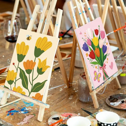 Louise Maelys 5x7 Inch Pre Drawn Canvas to Paint,12 Packs Floral Theme - color: Flower