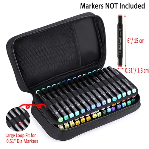BTSKY Art Marker Carrying Case Lipstick Organizer-60 Slots Canvas Zippered - color: Black