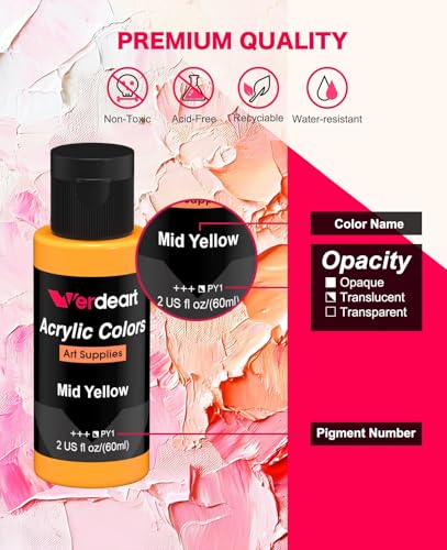 Acrylic Paint Set - 36 Colors 2 oz/59 ml Acrylic Paints for Professional Artists with 10 Brushes , Art Supplies for Painting Canvas Rock Wood Ceramic Glass Art Craft Painting, Rich Pigments Lasting Quality for Beginners, Students & Professional Artist - s