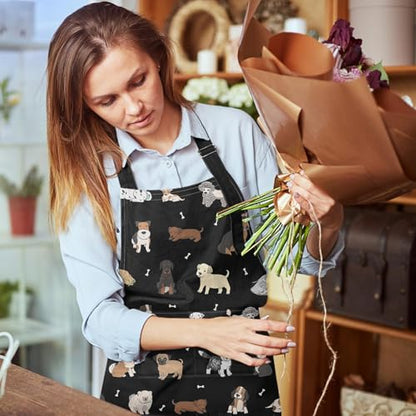 Britimes Apron with Pockets, 32x28 inch, for Women Men, Dog - color: Dog