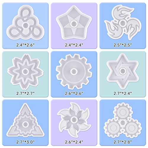 NiArt Fidget Spinner Silicone Resin Mold Kit, 9 Molds, 10 Bearings Set - size: 9 Molds (D)+ 10 BLACK Bearings