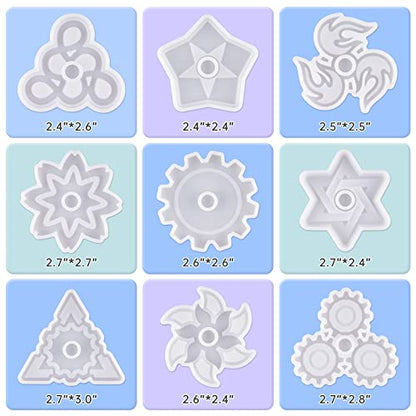 NiArt Fidget Spinner Silicone Resin Mold Kit, 9 Molds, 10 Bearings Set - size: 9 Molds (D)+ 10 BLACK Bearings