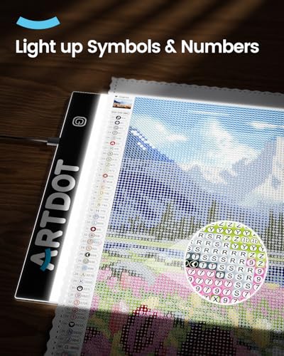 ARTDOT A4 LED Light Pad for Diamond Art Kits for Adults,USB Powered Adjustable Brightness Light Board for Diamond Painting Accessories and Tools - size: A4