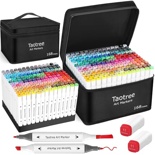Taotree Alcohol Markers 168 Colors Case & Holders, Dual Tips Art Markers - color: 168 Colors