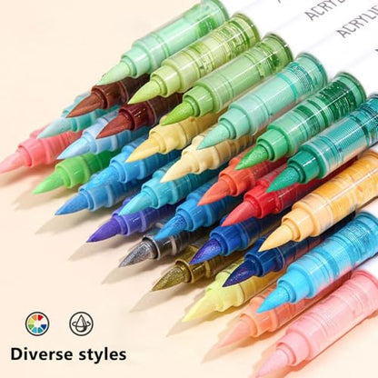 Water Based Acrylic Paint Markers Green, 9 Colors Paint Pen Set - color: Green Series