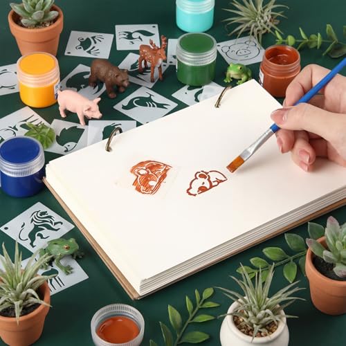 Fainne 100 Pcs 1.5 Inch Animals Theme Small Stencils for Crafts | Reusable Painting Stencils for Wood Wall Card Making Scrapbooking Journaling, Portable Craft Templates - style: Animals