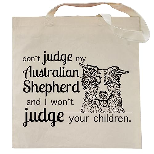 Pet Studio Art Don't Judge My Dog Tote Bag - color: Australian Shepherd