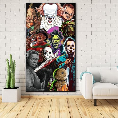 Kromaion Large Horror Diamond Art Kits for Adults, Halloween 5D Big Diamond Painting Kits for Adults Beginner, DIY Full Drill Gem Art Painting Diamond Dots for Home Wall Decor 15.7x25.5inch