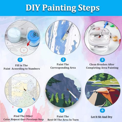 Artunion Framed Paint by Numbers Kit for Adults Beginners & Kids Ages 8-12,Camping National Parks Paint by Number with Frame,Landscape Paint by Numbers Kit on Canvas 10 * 10 Inch Without Easel - color: ZXT-270-F