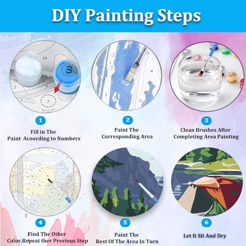 Artunion Framed Paint by Numbers Kit for Adults Beginners & Kids Ages 8-12,Camping National Parks Paint by Number with Frame,Landscape Paint by Numbers Kit on Canvas 10 * 10 Inch Without Easel - color: ZXT-270-F