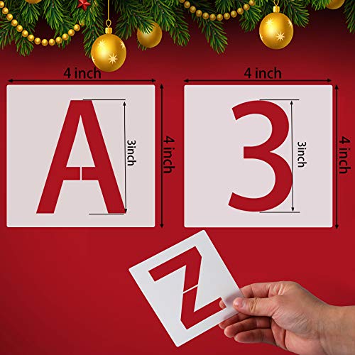 FEBSNOW 36 Pcs 4 Inches Alphabet Letter and Number Stencils - size: 4 inches