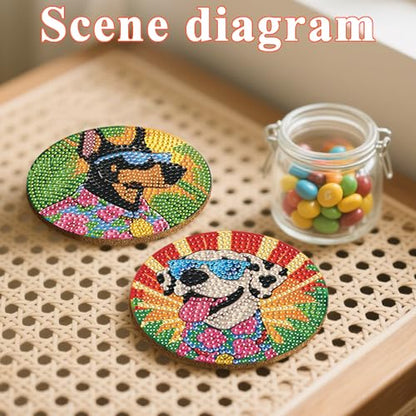 DOTSOPS 8 Pcs Dog Diamond Painting Coasters for Beginners with Holder 4 in - color: EDog