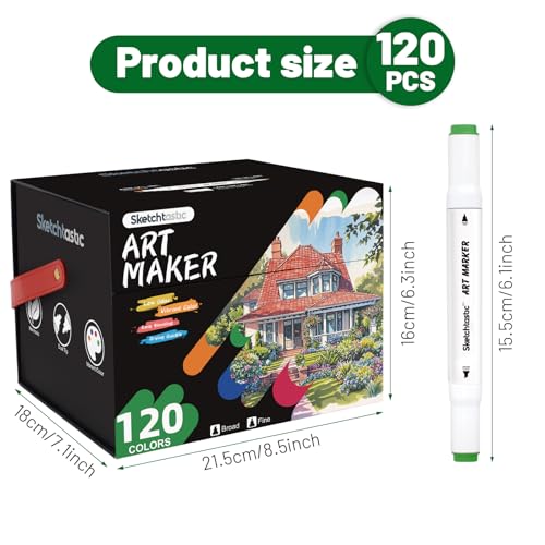 Alcohol Markers Dual Tip Marker Set, 120 Vibrant Colors for Adults, No Bleed Colors for Artists, Based Markers for Coloring Books, Sketching and Art Projects - color: 120 Colors