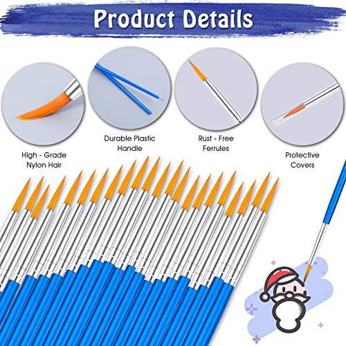 anezus 100Pcs Paint Brushes Bulk Small, for Kids Fine Set Detail Classroom Model Canvas Face Nail Art Acrylic Watercolor Craft Supplies, Blue - style: Fine Paint Brushes