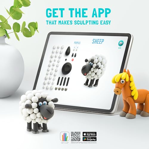 Hey Clay Animals - Claymate Rabbit - Colorful Modeling Air Dry Clay for Kids - Air Dry Clay Kit 3 Cans with Fun Interactive App - color: Rabbit