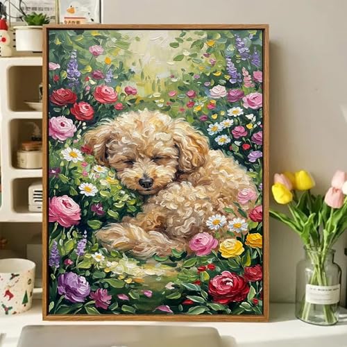 Dog Paint by Numbers Kit for Adults, Adult Paint by Number Kits 16x20 Inch | Paint by Numbers Kit for Adults, Acrylic Painting by Numbers, DIY Arts and Crafts for Gifts or Home Decor - color: Dog