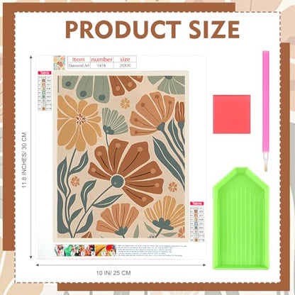 Yeaqee 4 Pcs Diamond Art Kits for Adults Gem Painting Kit DIY Abstract Flowers Jewel Diamond Art for Beginners Aesthetic Room Crafts Cute Painting Pictures 5d Craft Wall Decor for Home 10 x 11.8'' - style: Abstract Flowers