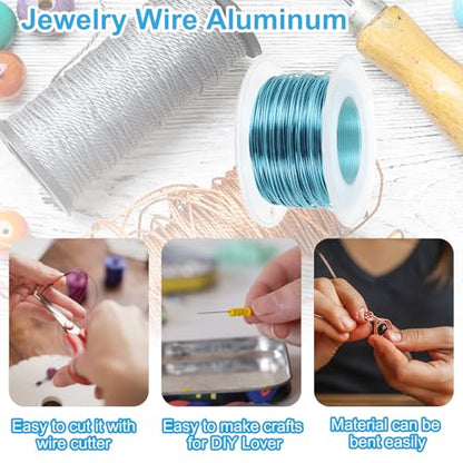 PATIKIL 20 Gauge 0.8mm Aluminum Craft Wire, 98.4 Ft Metal Wire Armature Bendable Wire for Jewelry Making Metal Wrap DIY, Light Blue - color: Light Blue, size: 0.8 mm x 30 m