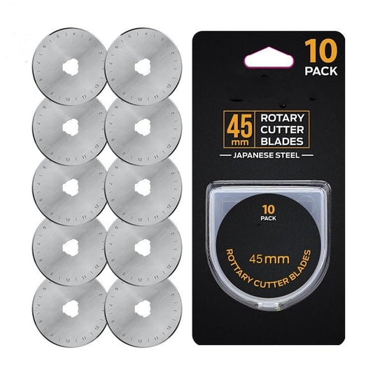 10pack Rotary Cutter Blades for Fabric, 45mm/1.77inch Circle Edge Rotary Replacement Blades with Plastic Box Rotary Knife Quilting Supplies for Arts Crafts Scrapbooking Sewing Cutting Paper - color: round edge - 10pack