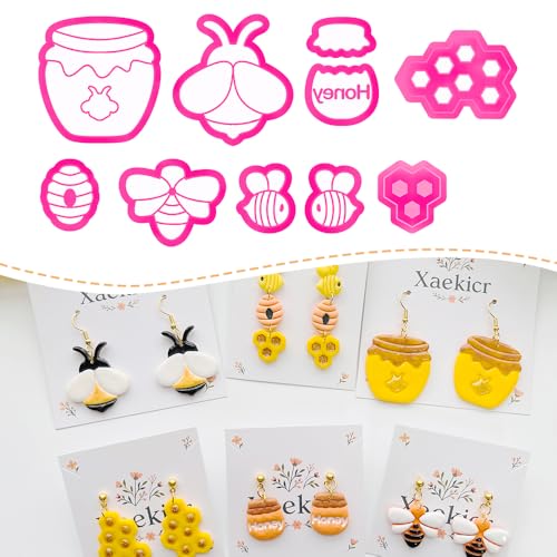 Bee Theme Polymer Clay Cutters Set – Molds, Clay Cutters for Polymer Clay, Clay Earring Tools - color: J color